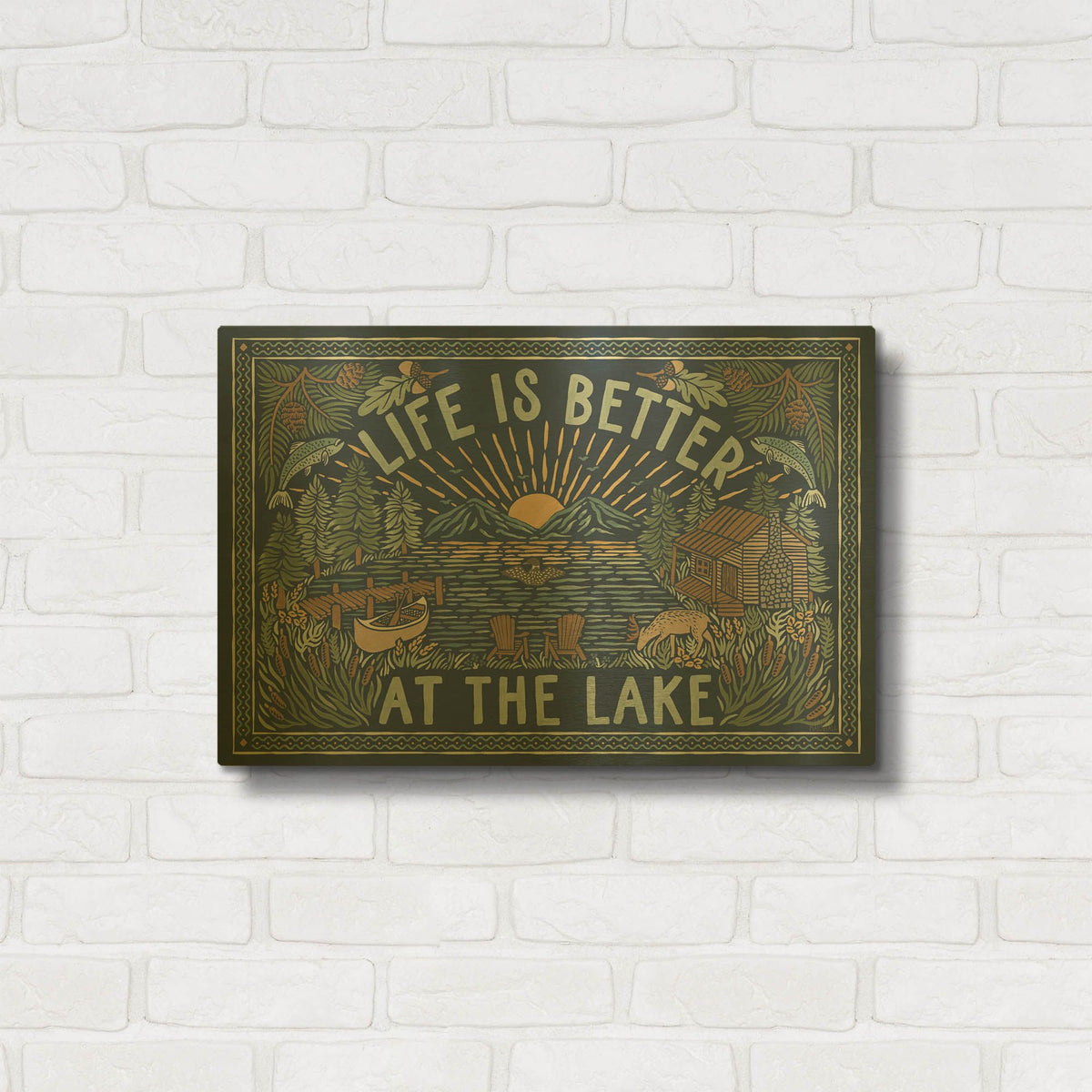 'Lakeside Days 1 Blue' By Laura Marshall Gold Metal Wall Art