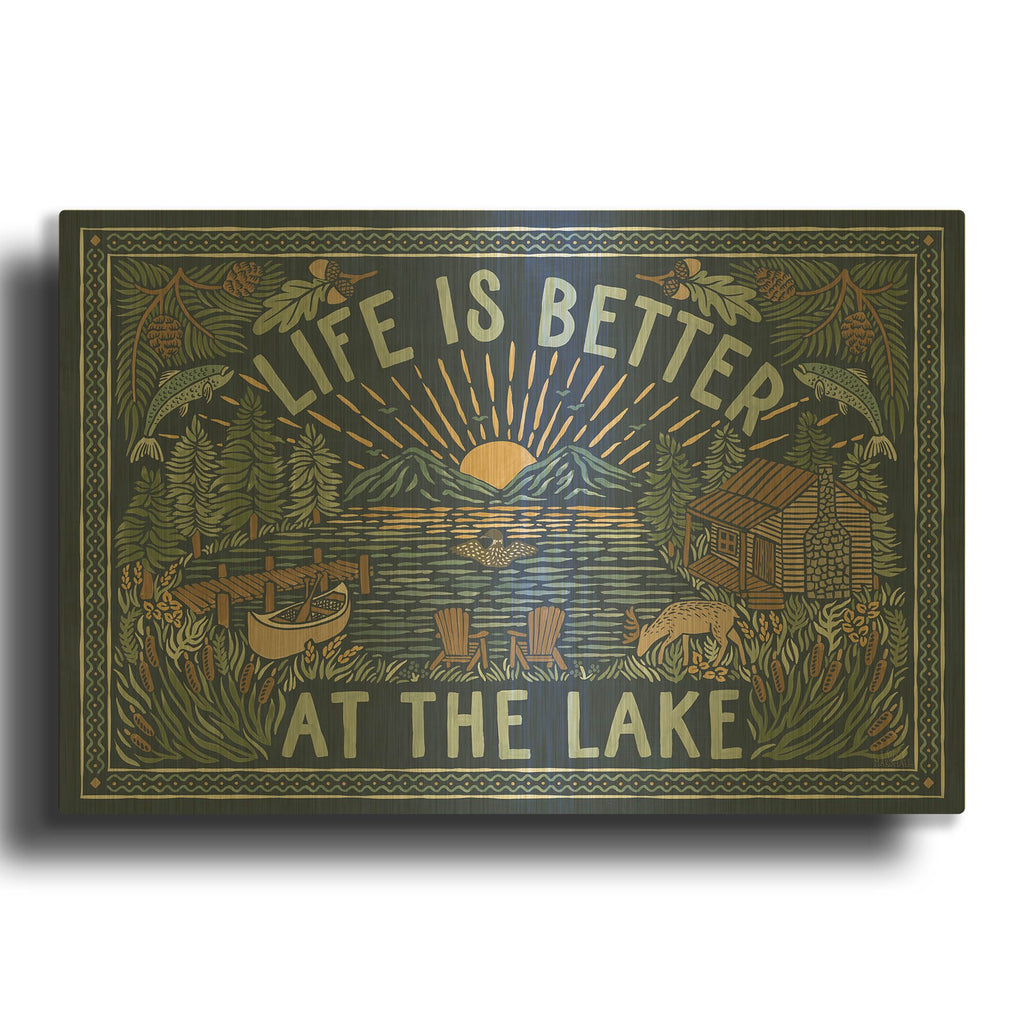 'Lakeside Days 1 Blue' By Laura Marshall Gold Metal Wall Art