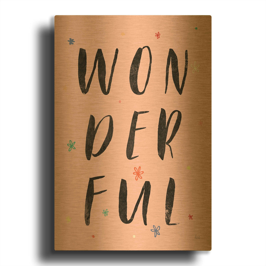 'Colorful Bold Words 1' By Laura Marshall Gold Metal Wall Art