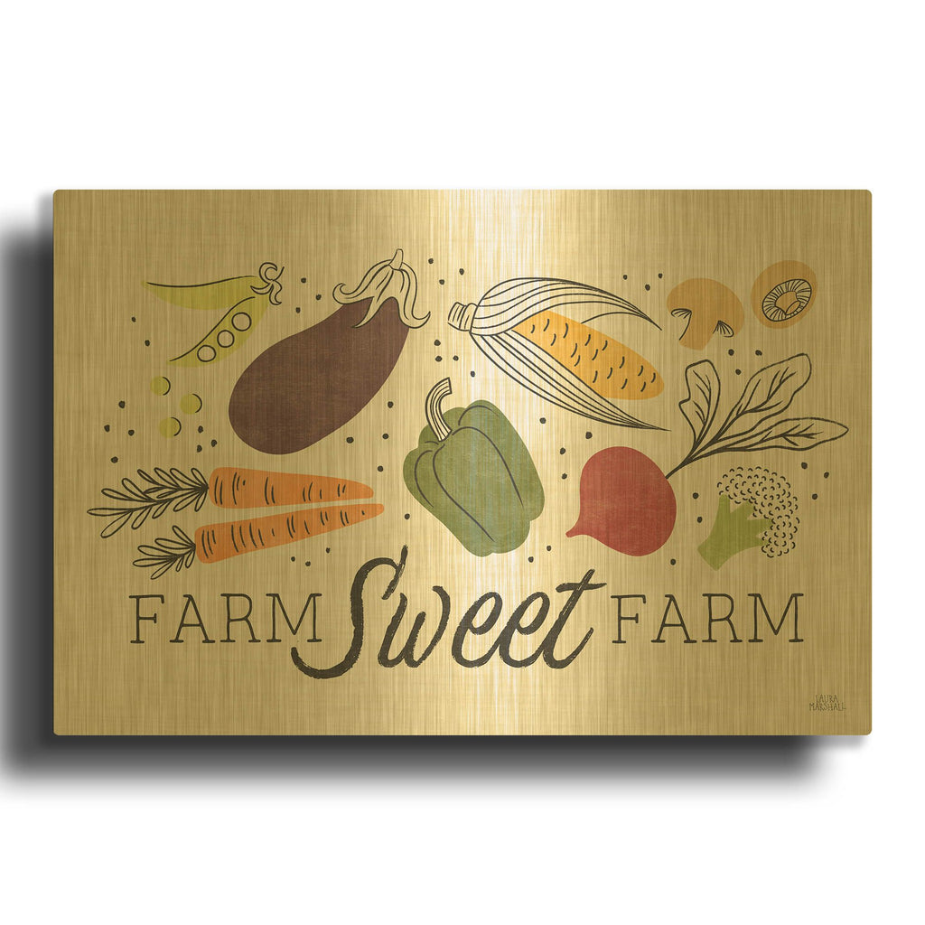 'Garden Goodies 1 Cream' By Laura Marshall Gold Metal Wall Art