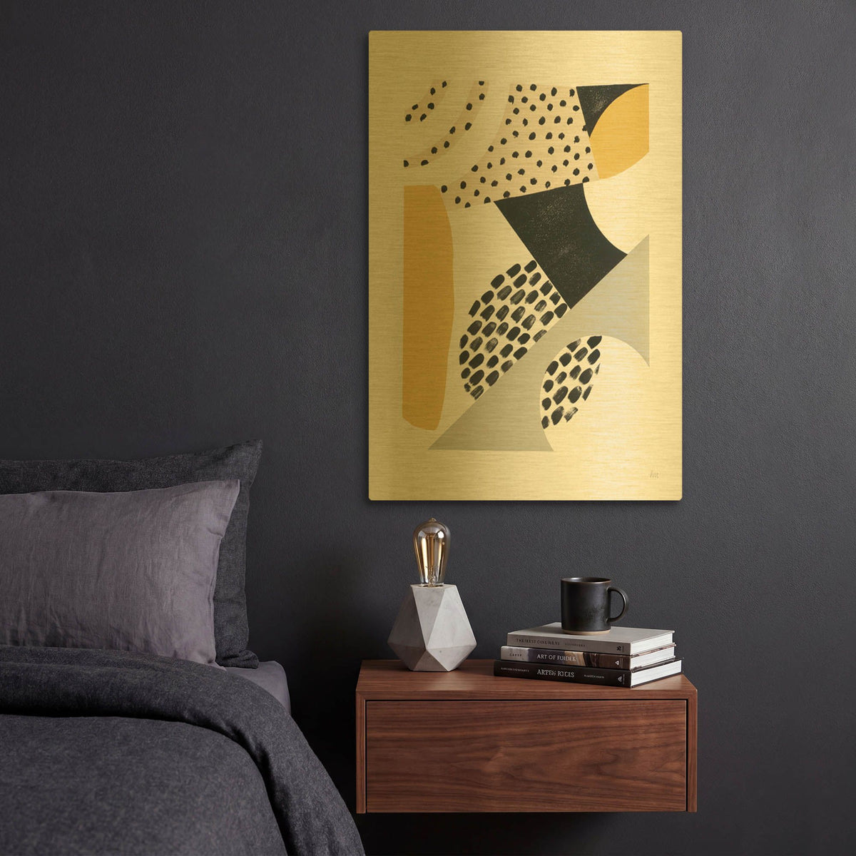 'Luminous Tumble 2 Yellow' By Laura Marshall Gold Metal Wall Art