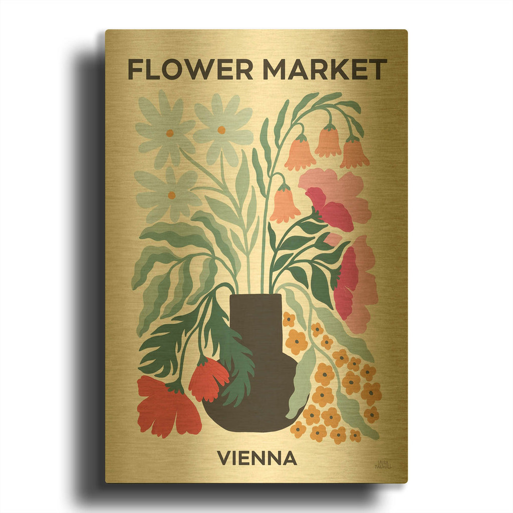 'Flower Market 4' By Laura Marshall Gold Metal Wall Art