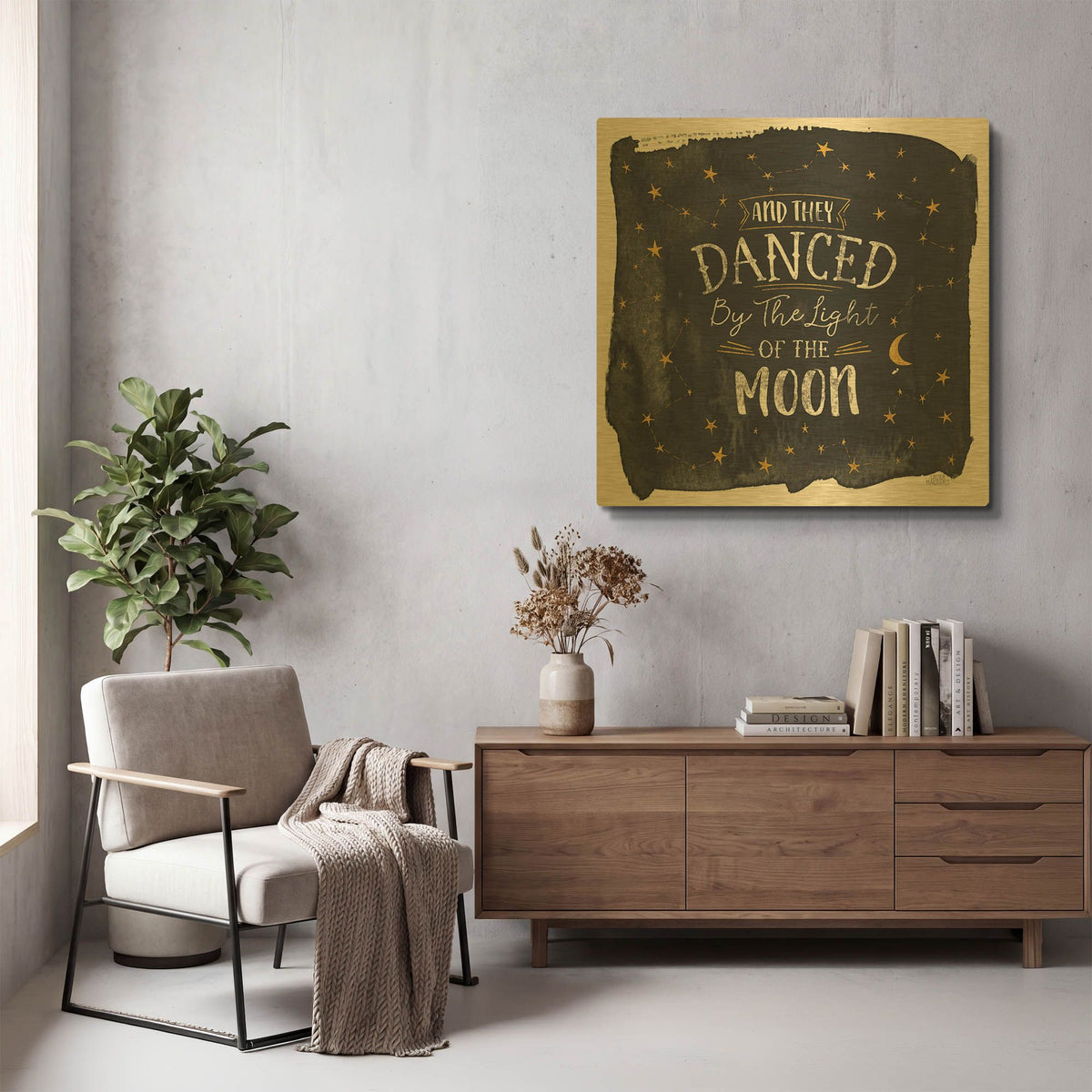 'Celestial Love 2 Sq' By Laura Marshall Gold Metal Wall Art