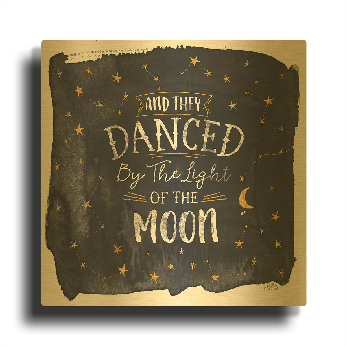 'Celestial Love 2 Sq' By Laura Marshall Gold Metal Wall Art