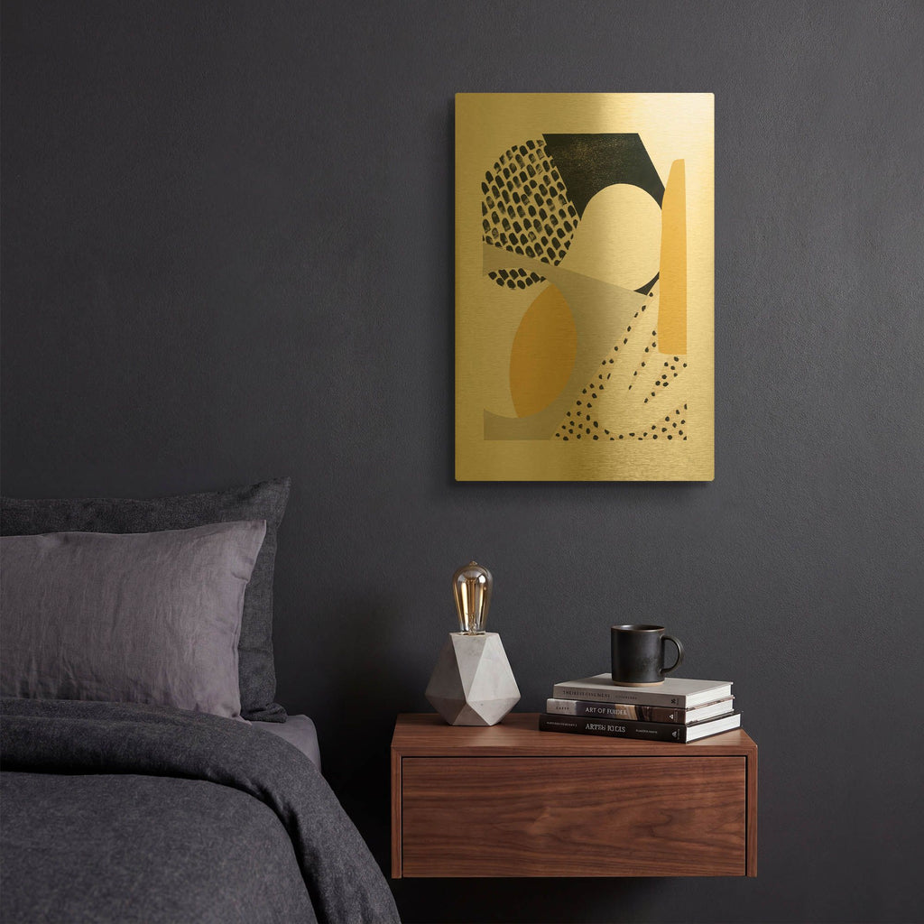 'Luminous Tumble 1 Yellow' By Laura Marshall Gold Metal Wall Art