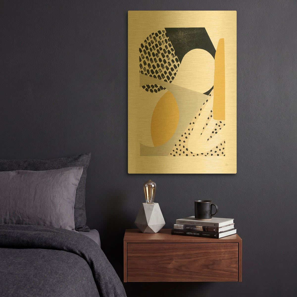 'Luminous Tumble 1 Yellow' By Laura Marshall Gold Metal Wall Art