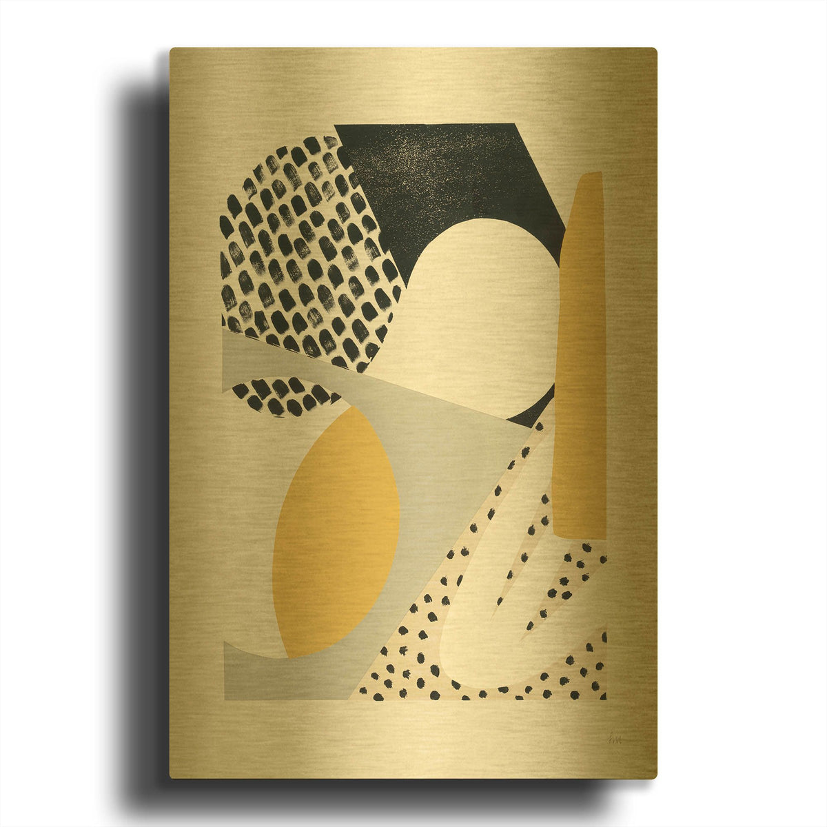 'Luminous Tumble 1 Yellow' By Laura Marshall Gold Metal Wall Art