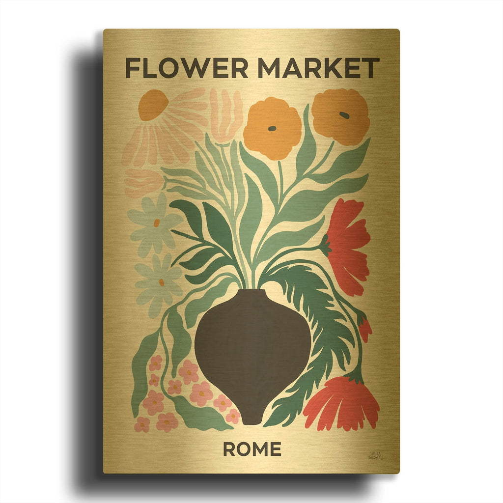 'Flower Market 6' By Laura Marshall Gold Metal Wall Art