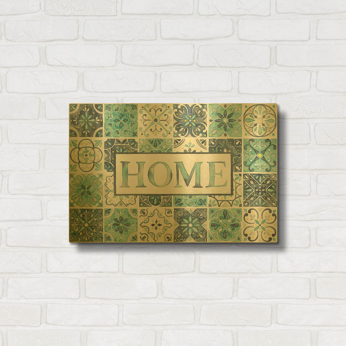 'Garden Getaway Home' By Laura Marshall Gold Metal Wall Art