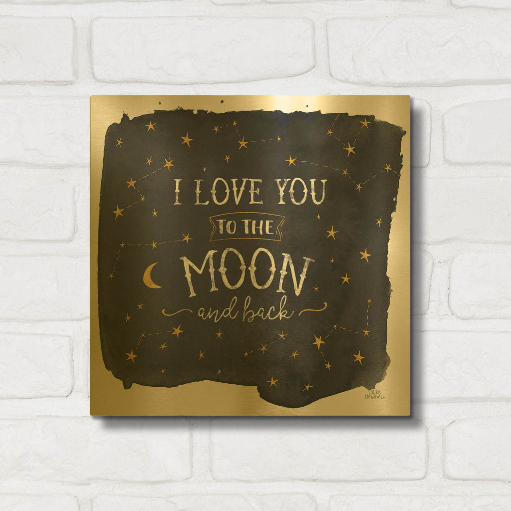 'Celestial Love 1 Sq' By Laura Marshall Gold Metal Wall Art