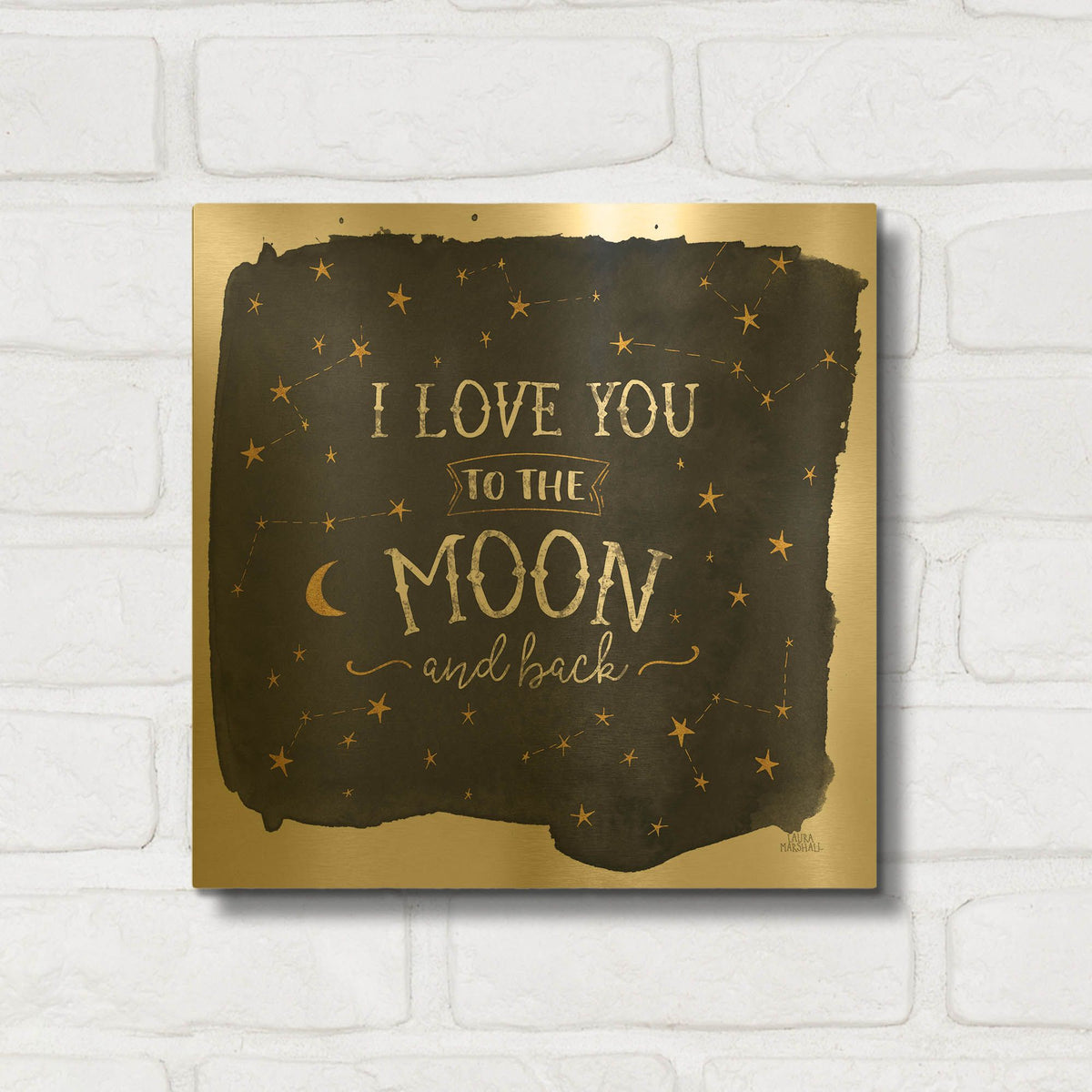 'Celestial Love 1 Sq' By Laura Marshall Gold Metal Wall Art