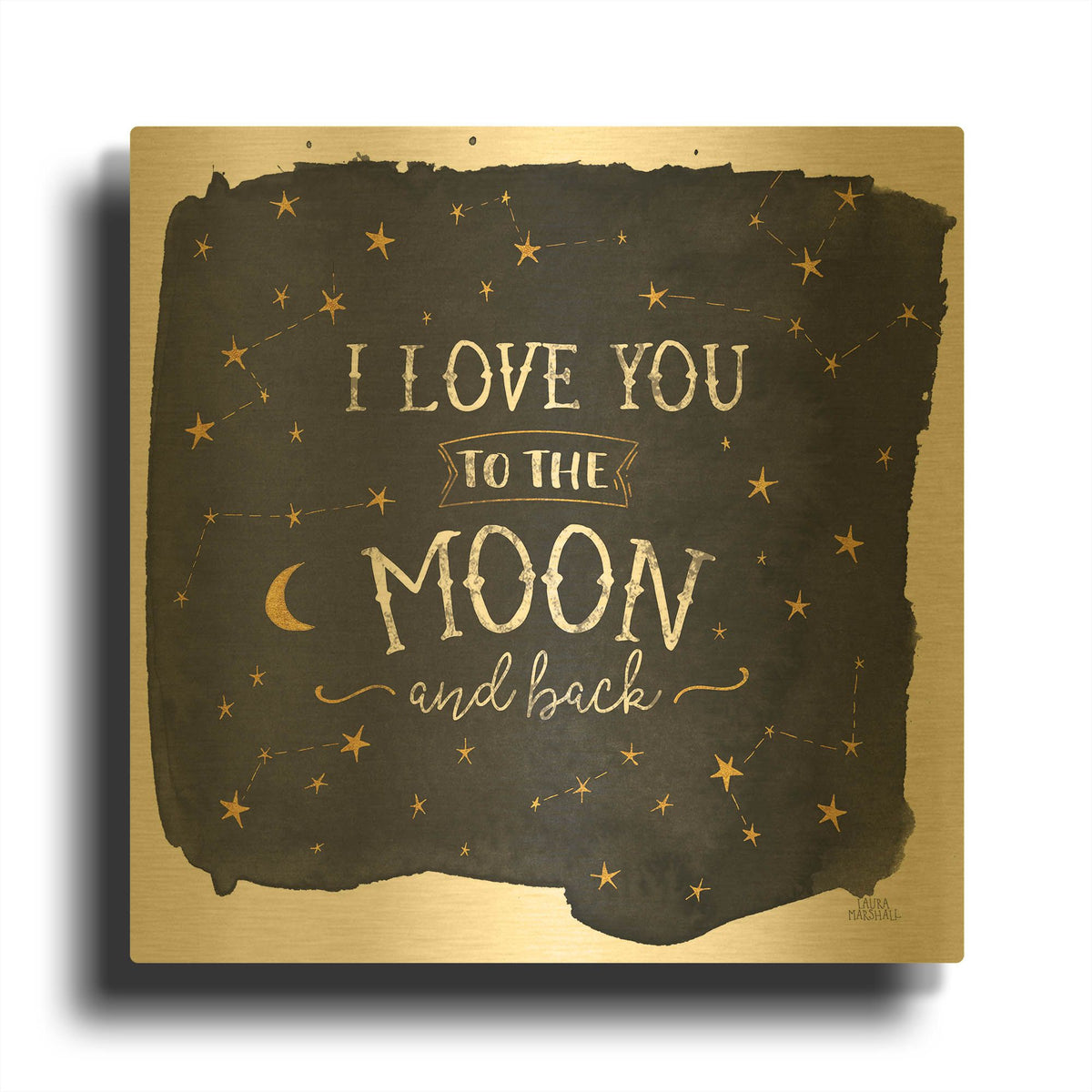 'Celestial Love 1 Sq' By Laura Marshall Gold Metal Wall Art