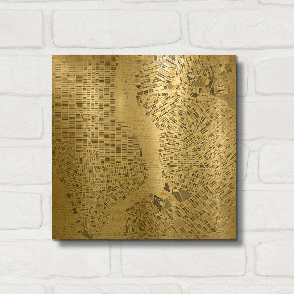 'Neutral New York Map' By Laura Marshall Gold Metal Wall Art