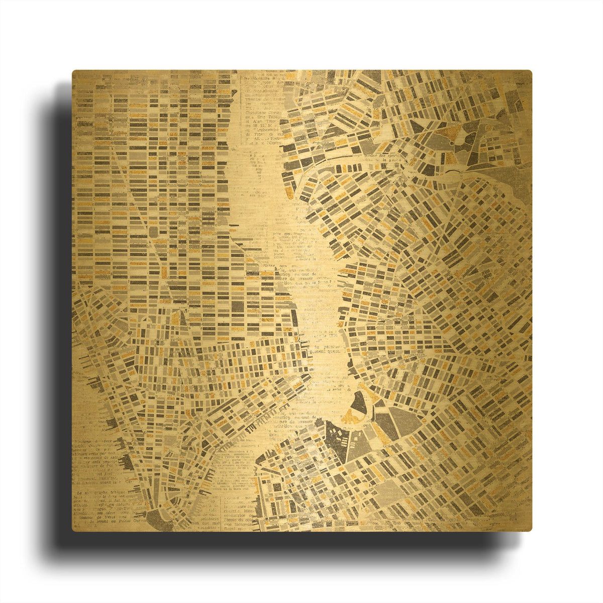 'Neutral New York Map' By Laura Marshall Gold Metal Wall Art