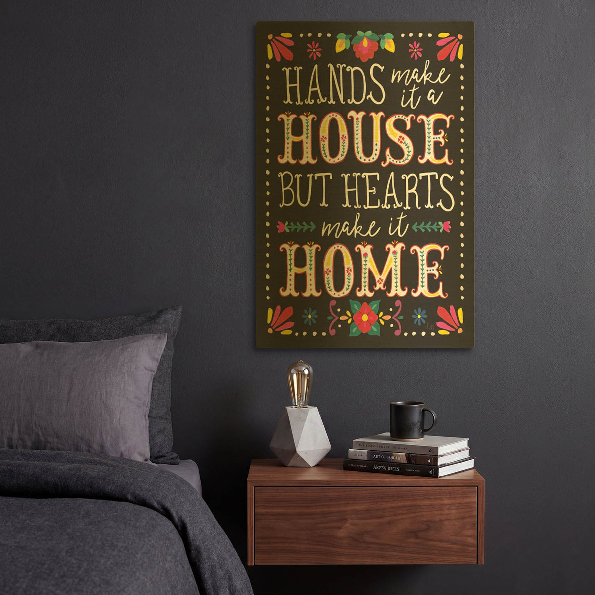 'Floral Fiesta Inspiration 2' By Laura Marshall Gold Metal Wall Art