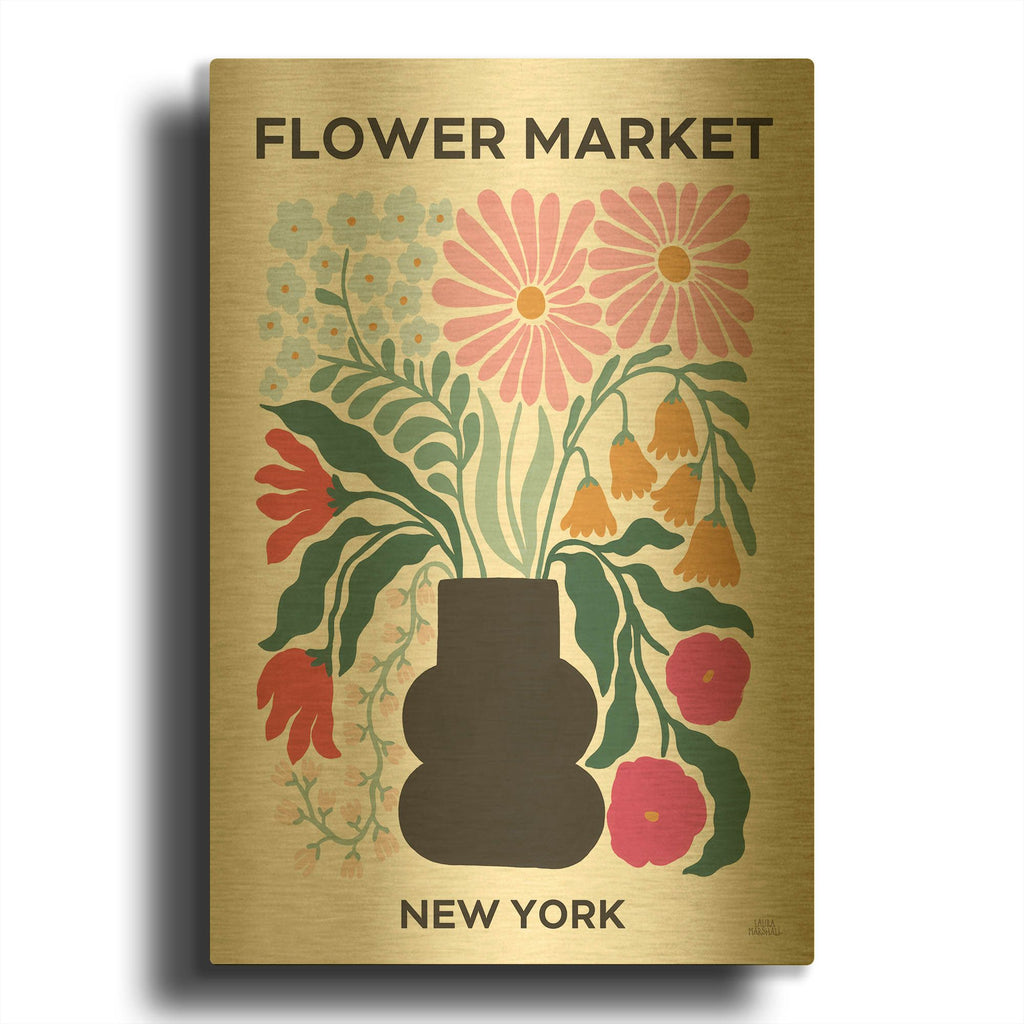 'Flower Market 3' By Laura Marshall Gold Metal Wall Art
