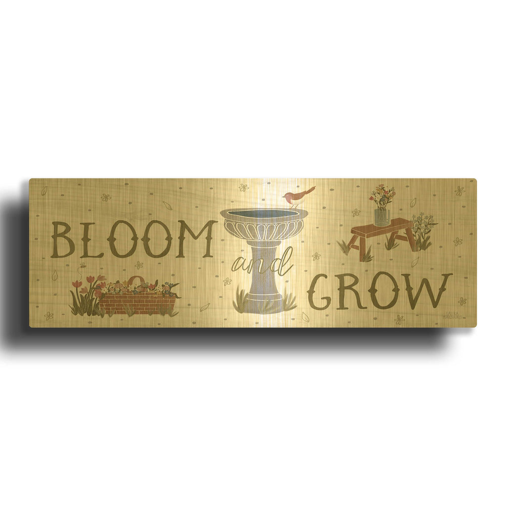 'Blooming Garden V3' By Laura Marshall Gold Metal Wall Art