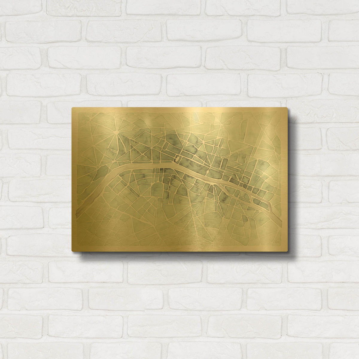 'Watercolor Wanderlust Paris Mint' By Laura Marshall Gold Metal Wall Art