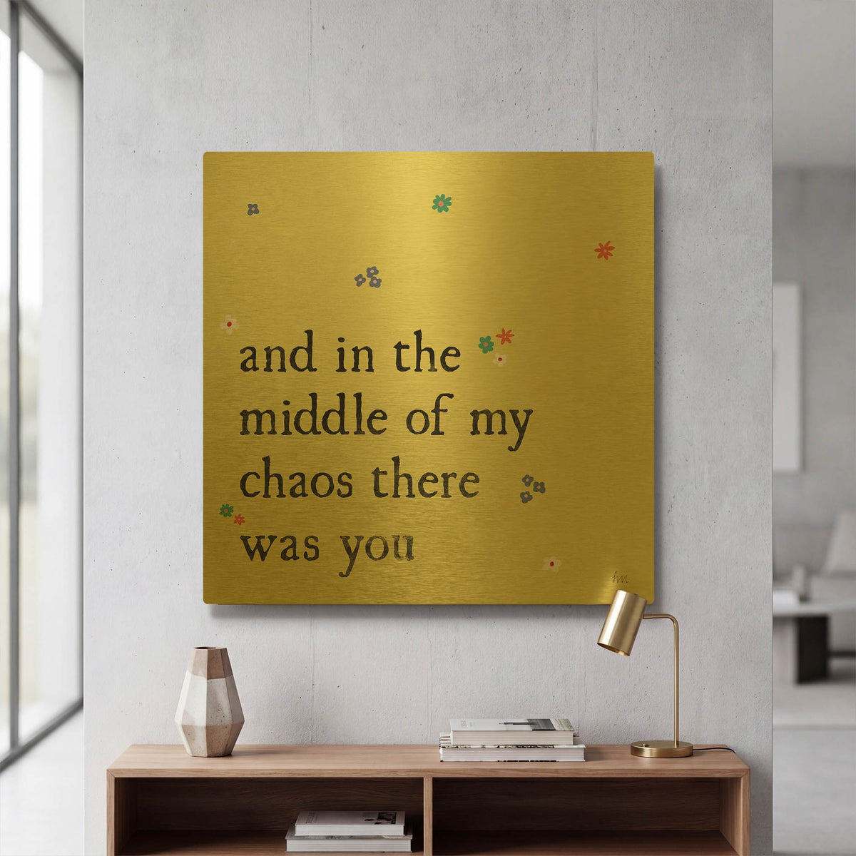 'Simple Romance 1 Colorful' By Laura Marshall Gold Metal Wall Art