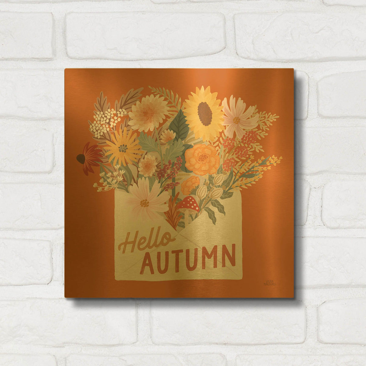 'Autumn Meadow 4' By Laura Marshall Gold Metal Wall Art