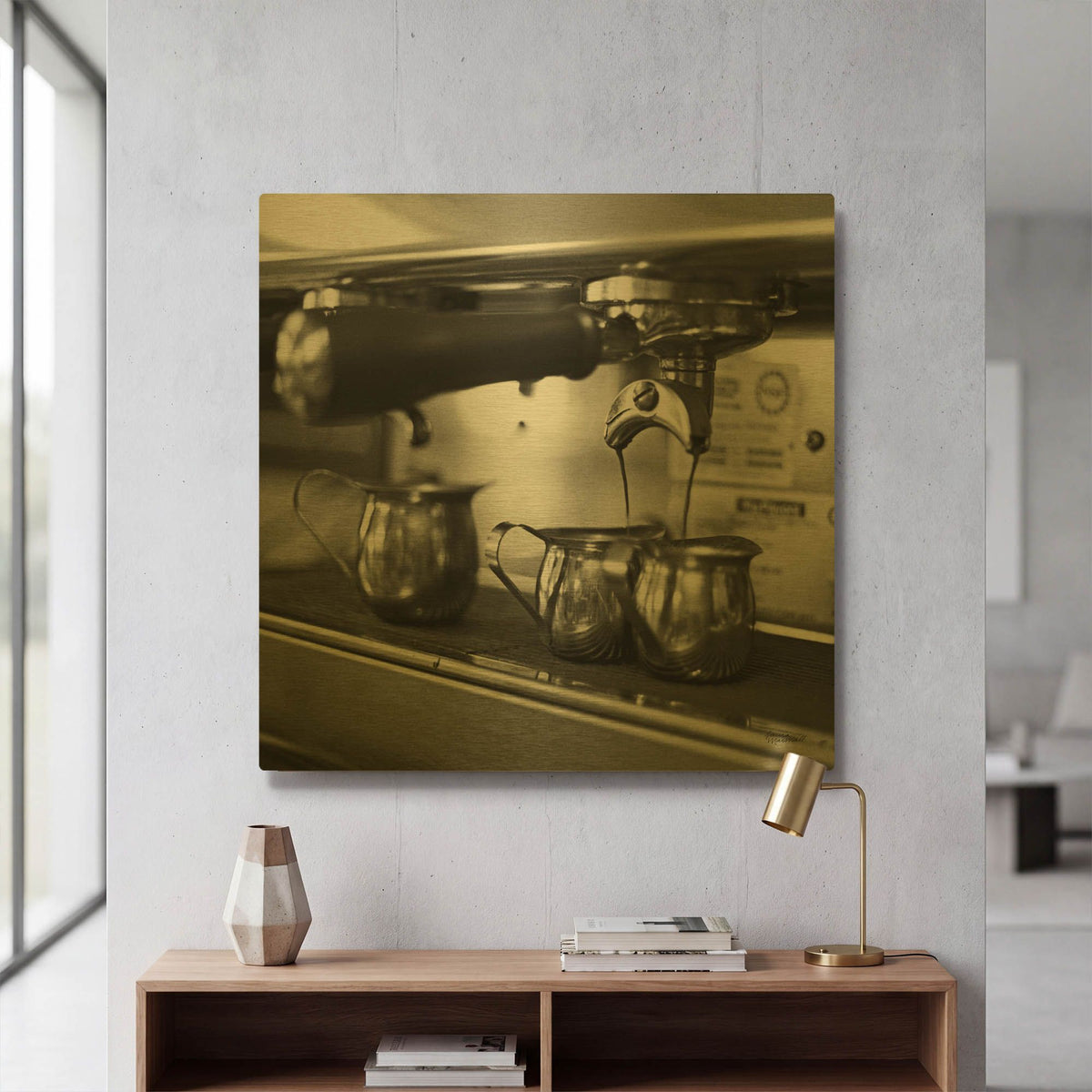 'Coffeehouse 2' By Laura Marshall Gold Metal Wall Art