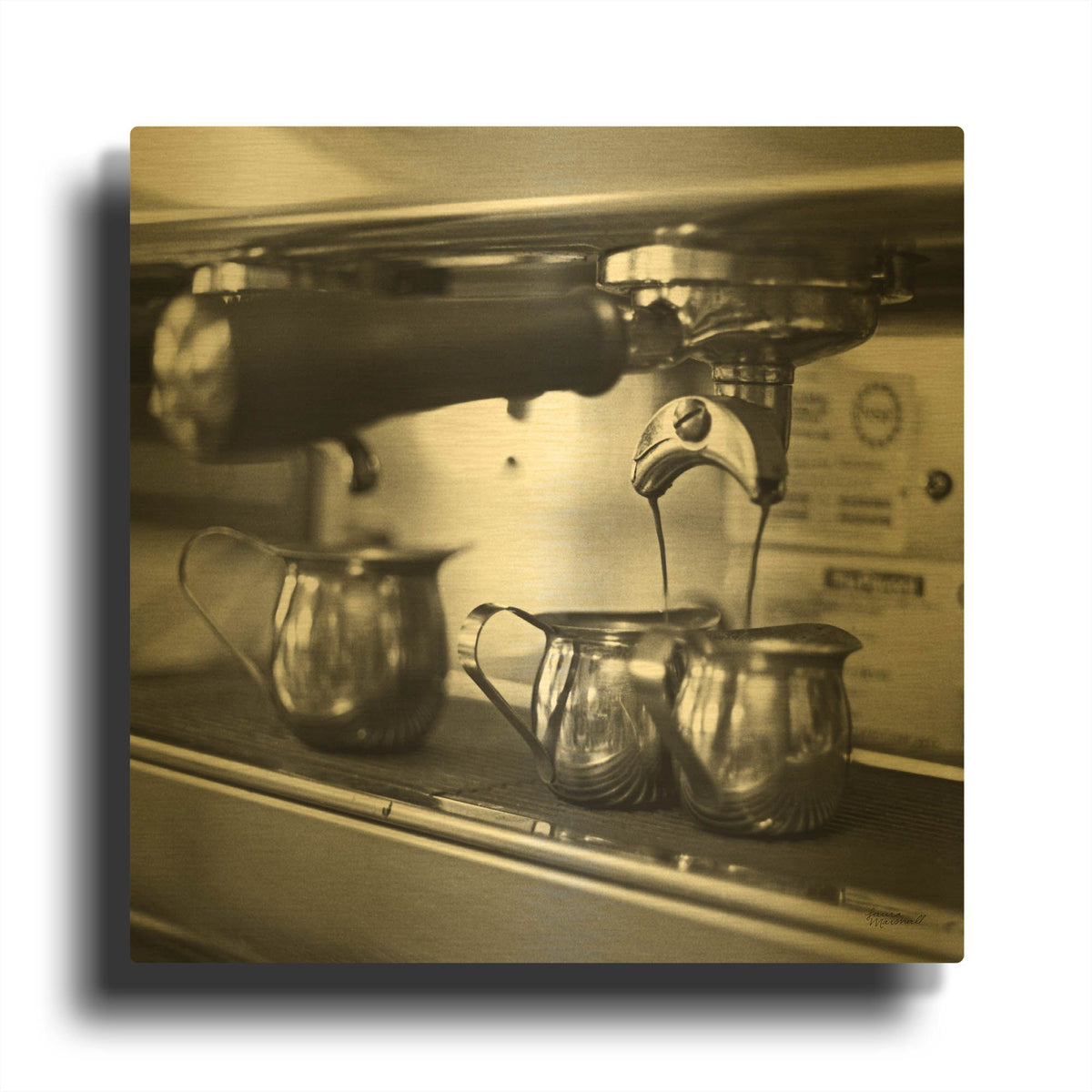 'Coffeehouse 2' By Laura Marshall Gold Metal Wall Art