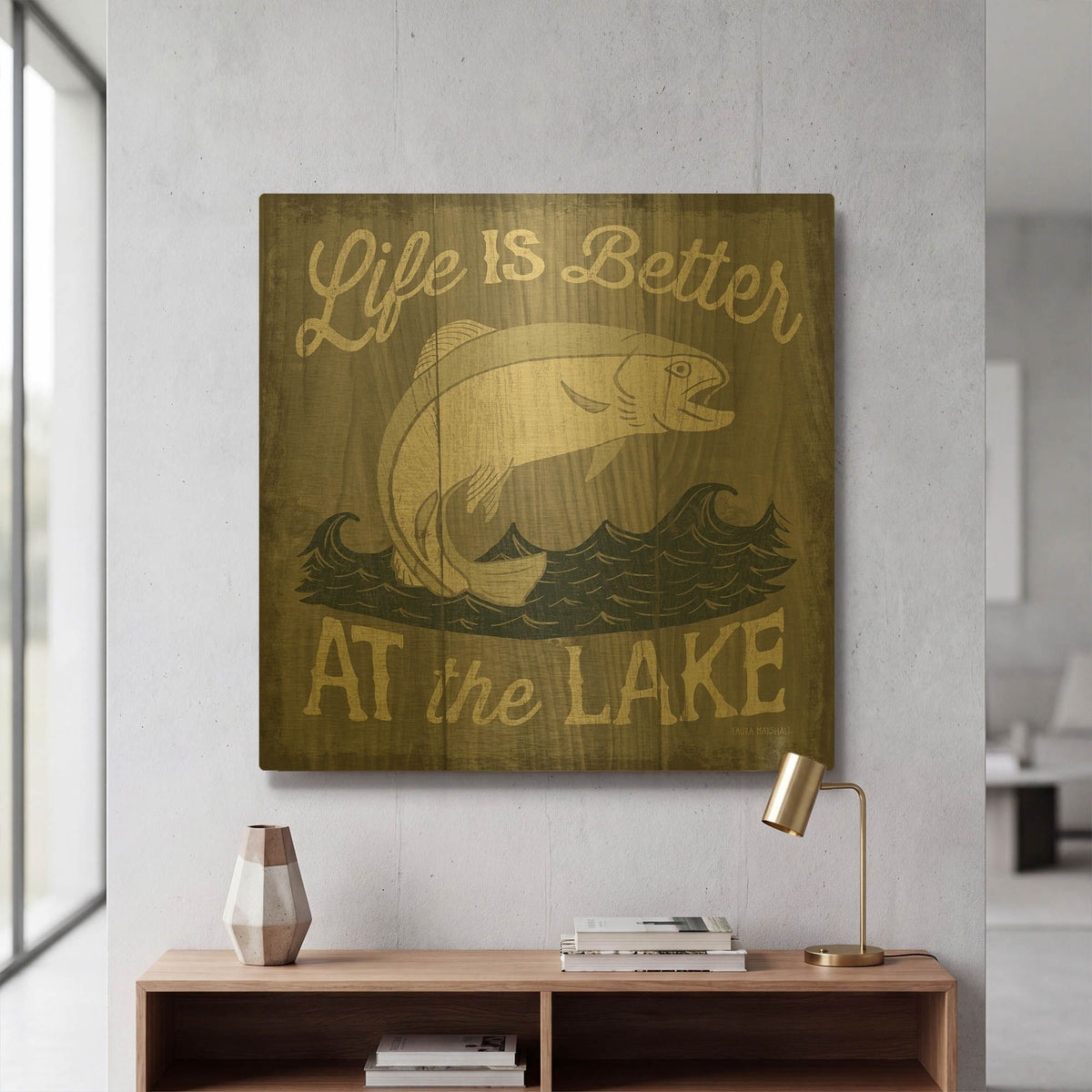 'Up North V' By Laura Marshall Gold Metal Wall Art