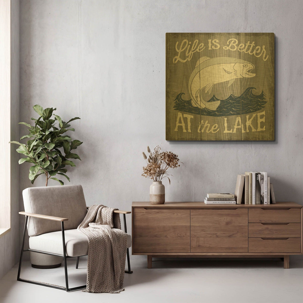 'Up North V' By Laura Marshall Gold Metal Wall Art