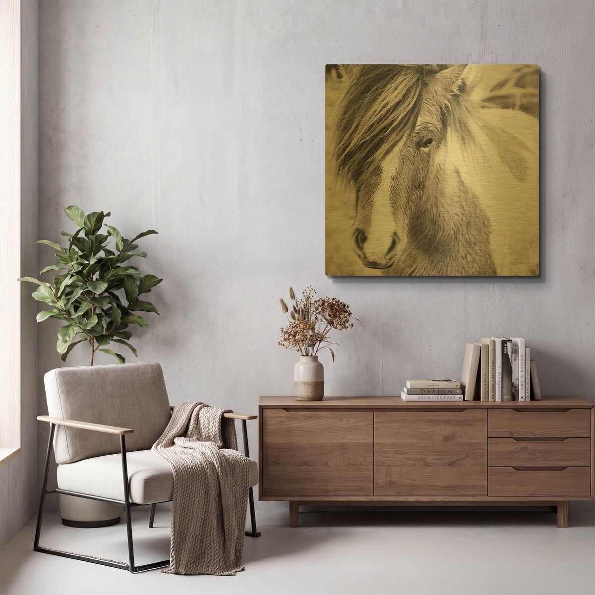 'Elska 4 Bw' By Laura Marshall Gold Metal Wall Art