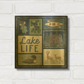 'Lakeside Days 7 Blue' By Laura Marshall Gold Metal Wall Art