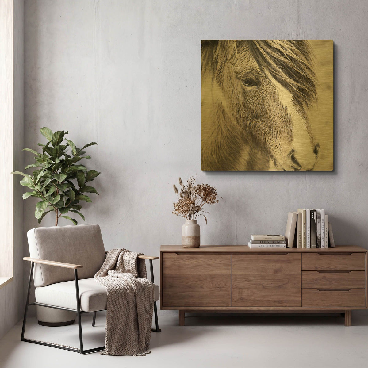 'Elska 3 Bw' By Laura Marshall Gold Metal Wall Art