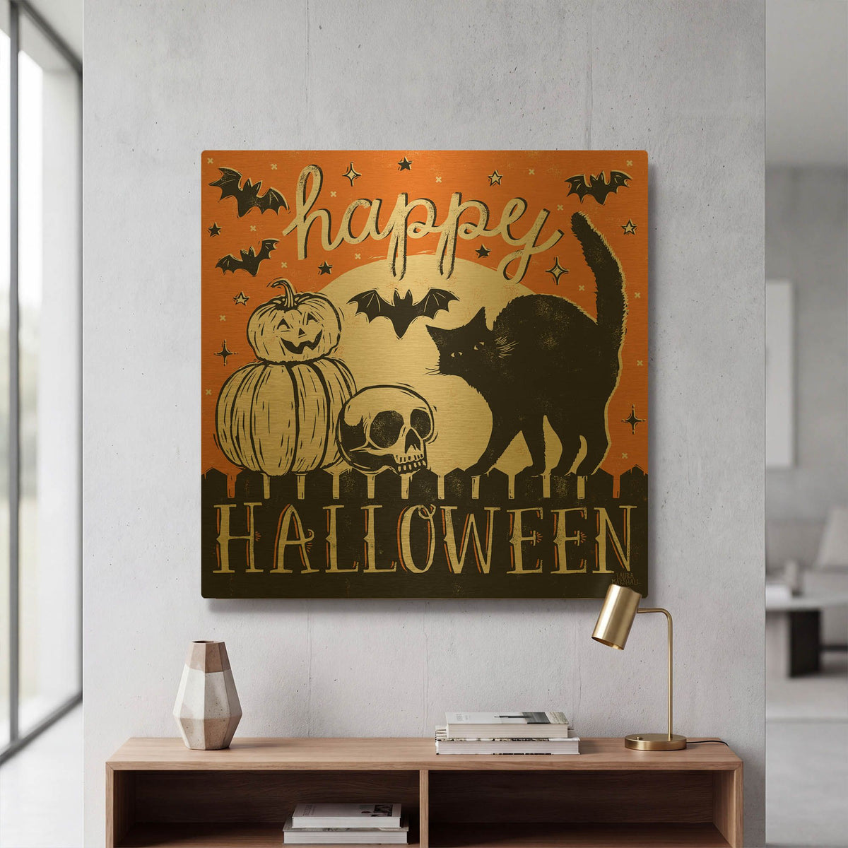 'Hocus Pocus 4' By Laura Marshall Gold Metal Wall Art