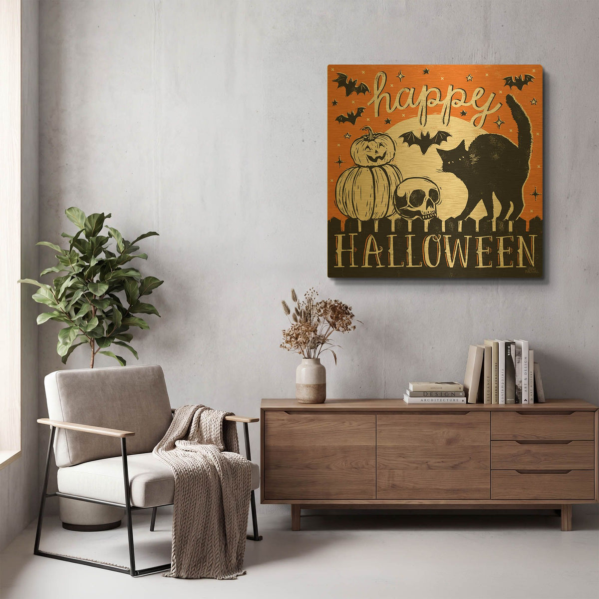 'Hocus Pocus 4' By Laura Marshall Gold Metal Wall Art