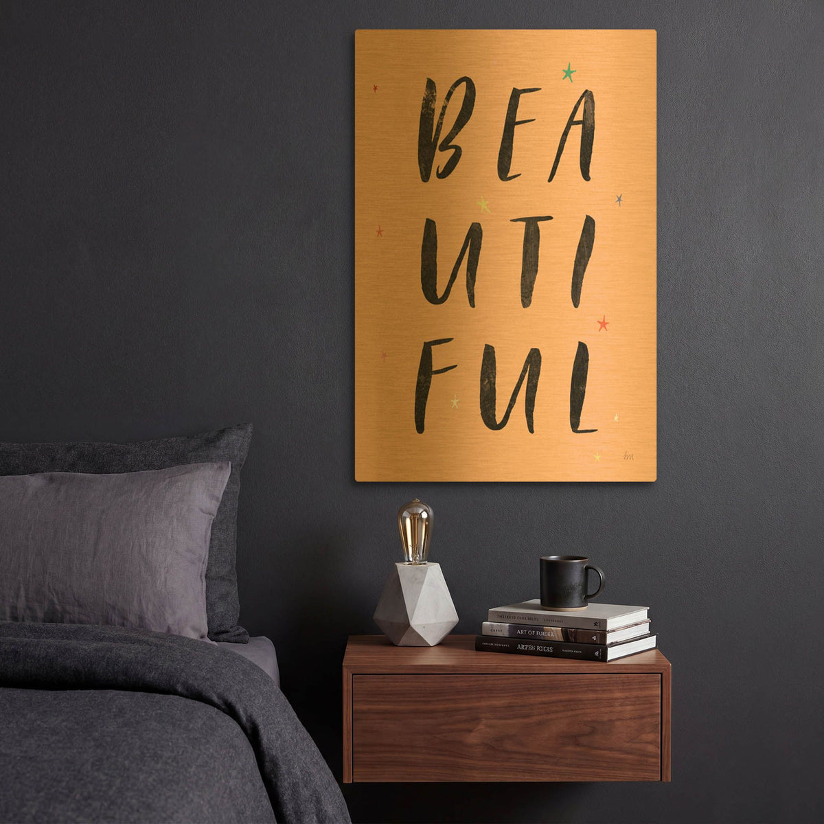 'Colorful Bold Words 2' By Laura Marshall Gold Metal Wall Art