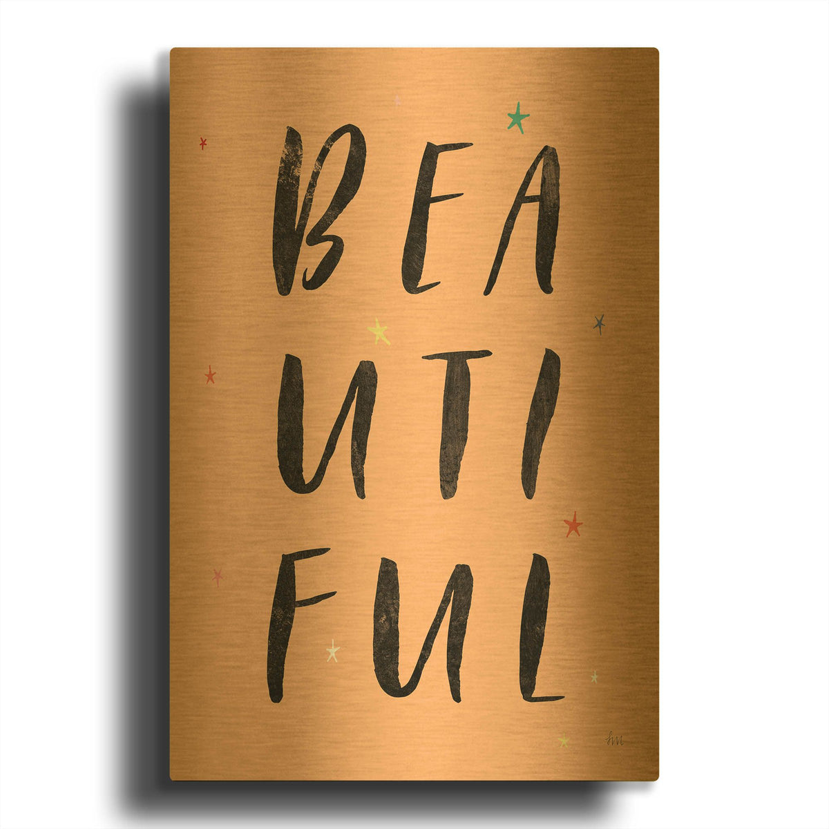 'Colorful Bold Words 2' By Laura Marshall Gold Metal Wall Art