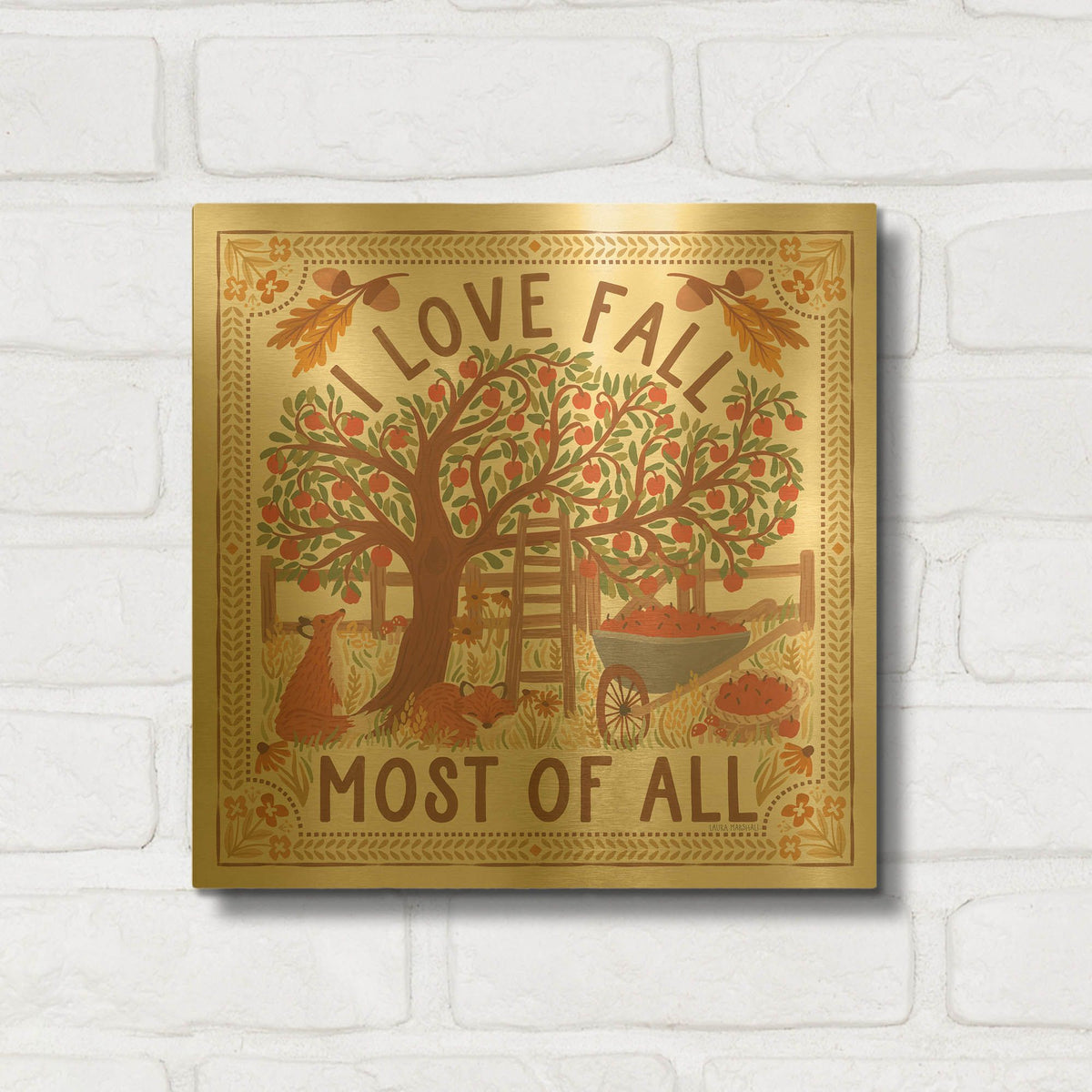 'Autumn Days 2' By Laura Marshall Gold Metal Wall Art