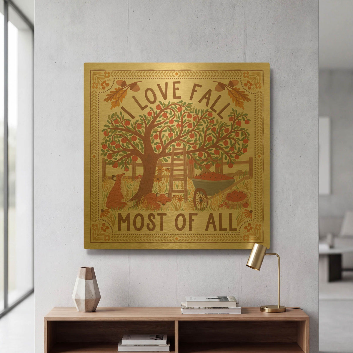 'Autumn Days 2' By Laura Marshall Gold Metal Wall Art