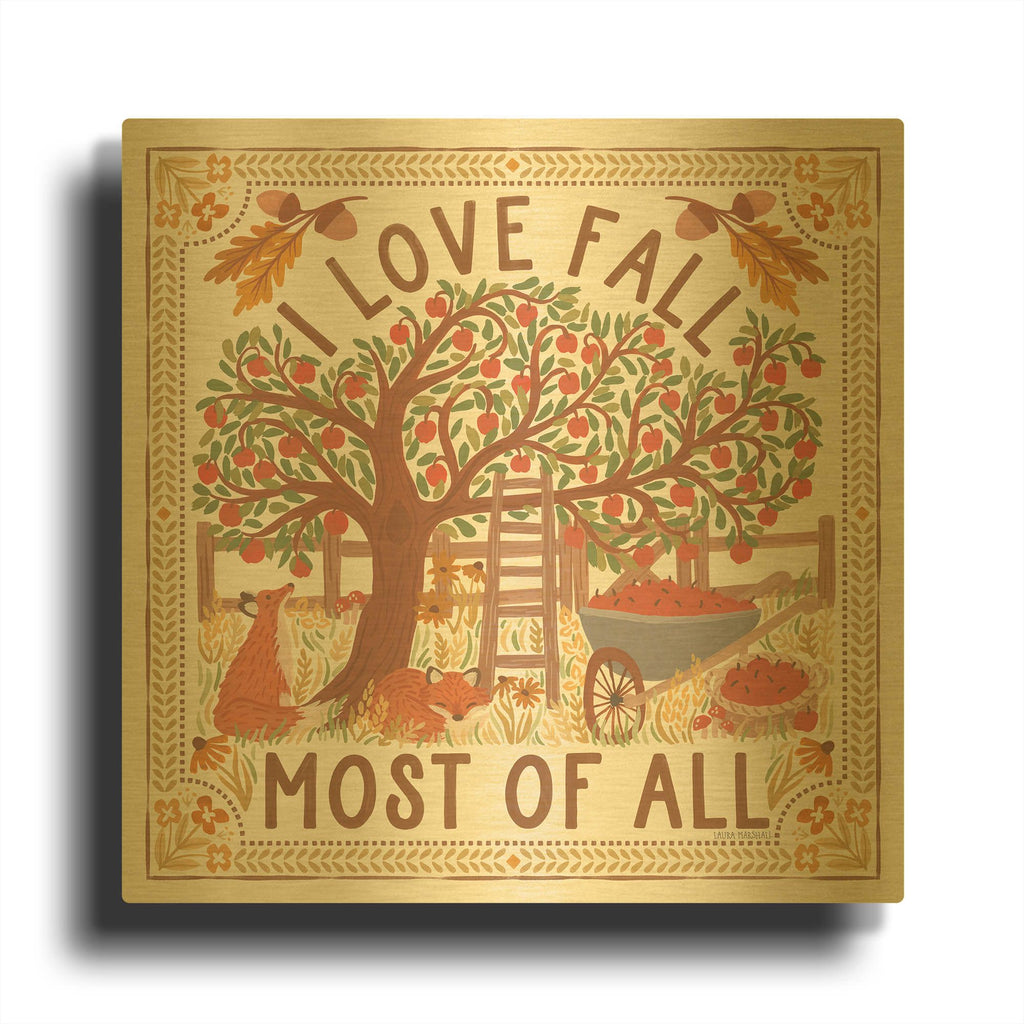 'Autumn Days 2' By Laura Marshall Gold Metal Wall Art