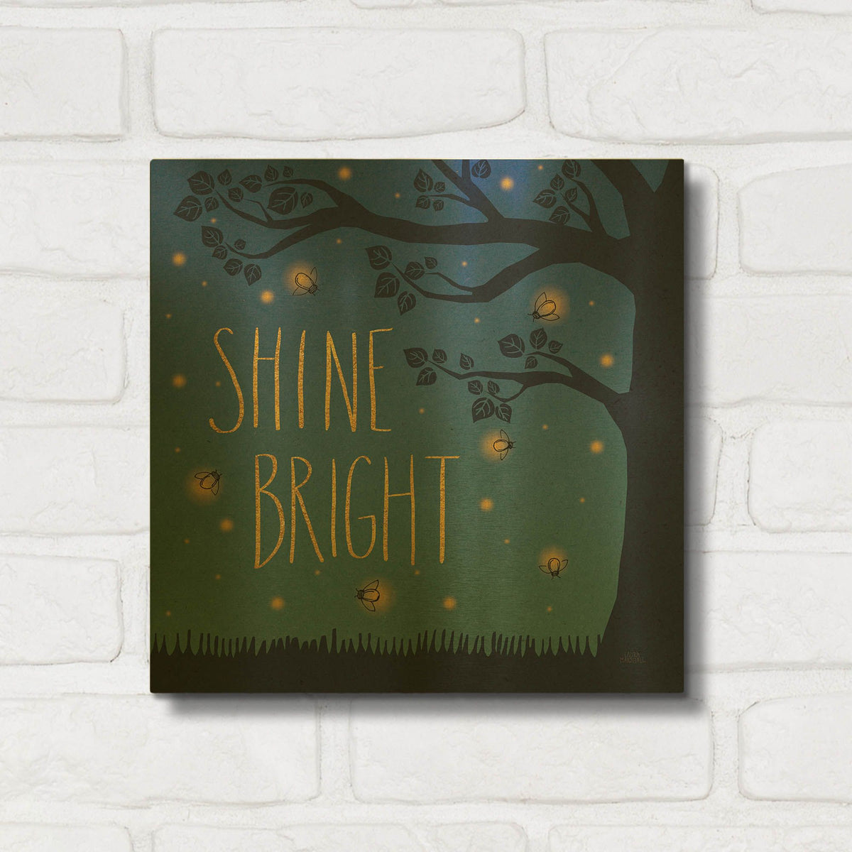 'Twilight Fireflies 2' By Laura Marshall Gold Metal Wall Art