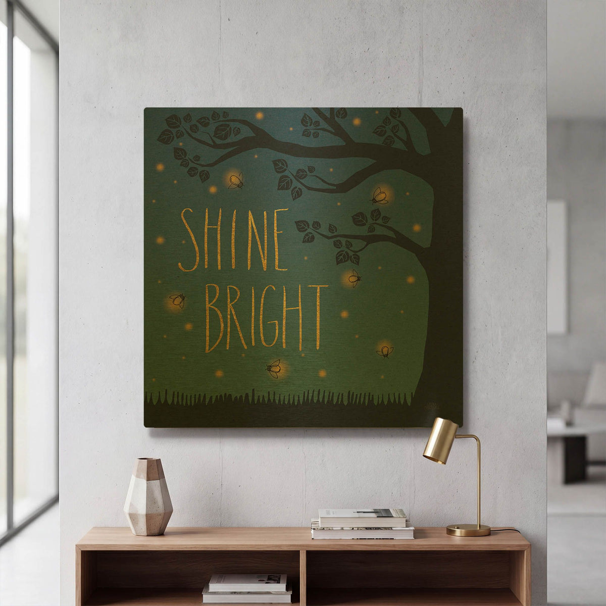 'Twilight Fireflies 2' By Laura Marshall Gold Metal Wall Art