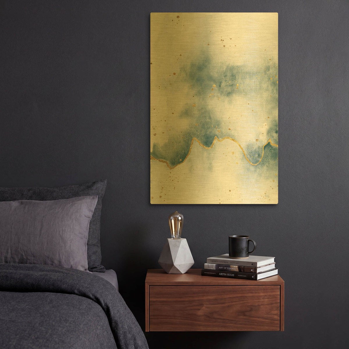 'Flow With Gold 2' By Laura Marshall Gold Metal Wall Art