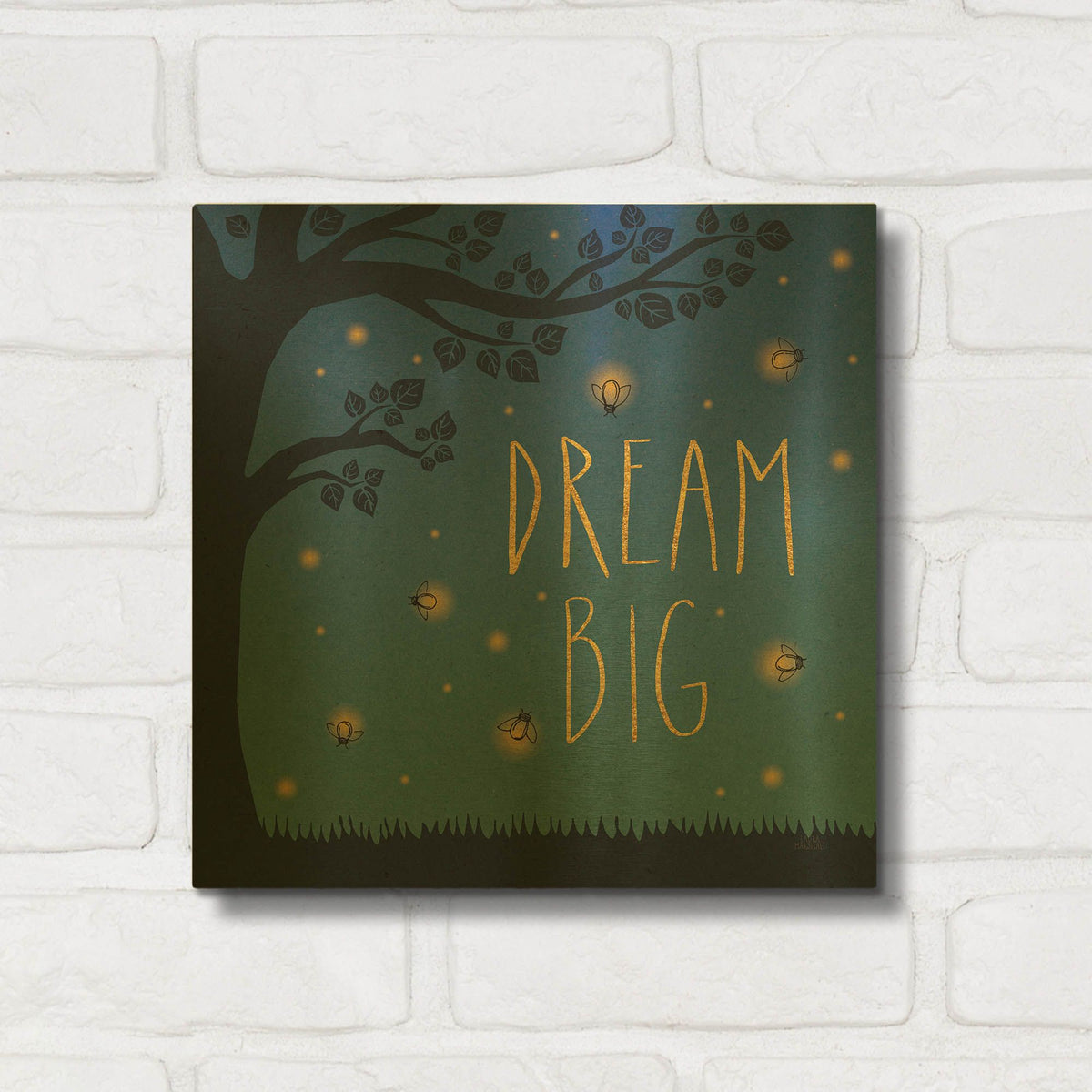 'Twilight Fireflies 1' By Laura Marshall Gold Metal Wall Art