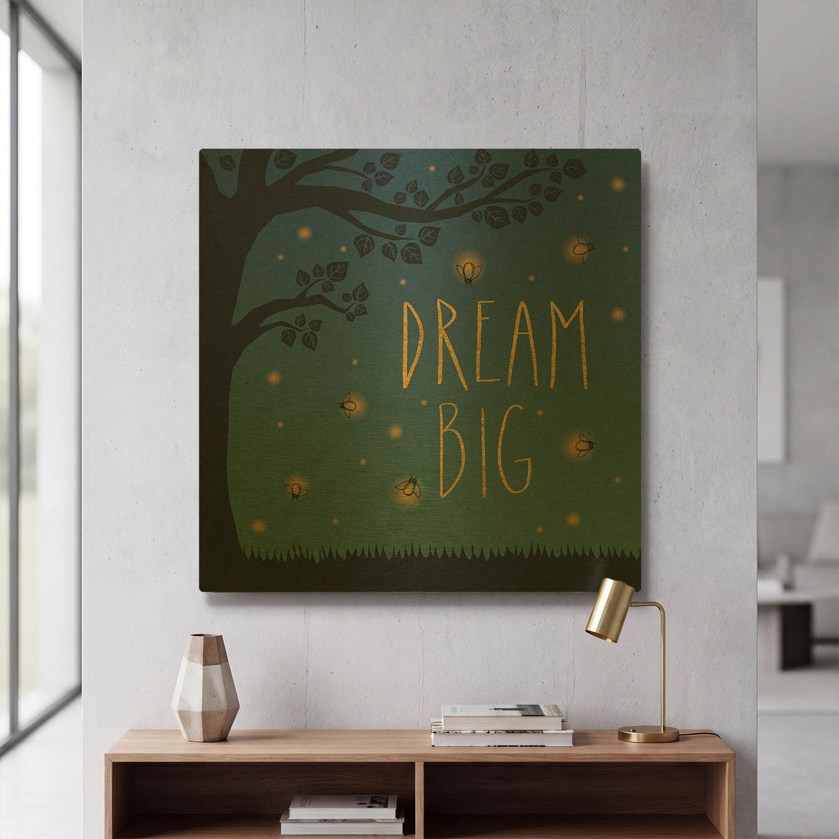 'Twilight Fireflies 1' By Laura Marshall Gold Metal Wall Art