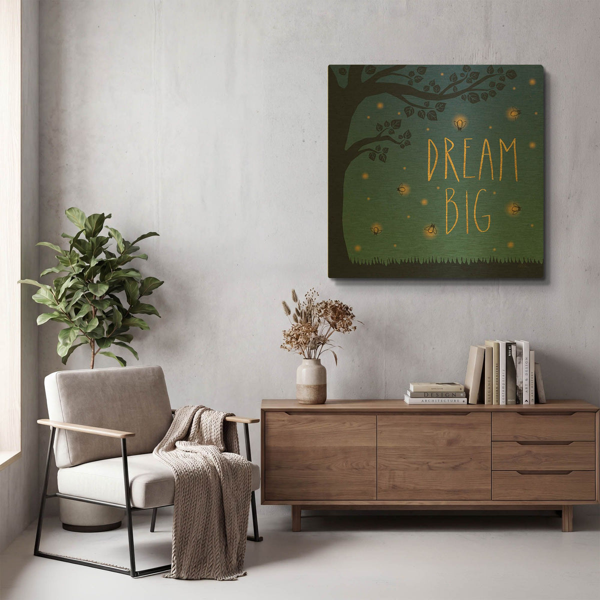 'Twilight Fireflies 1' By Laura Marshall Gold Metal Wall Art