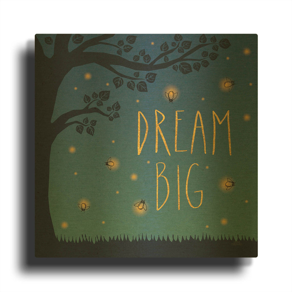 'Twilight Fireflies 1' By Laura Marshall Gold Metal Wall Art