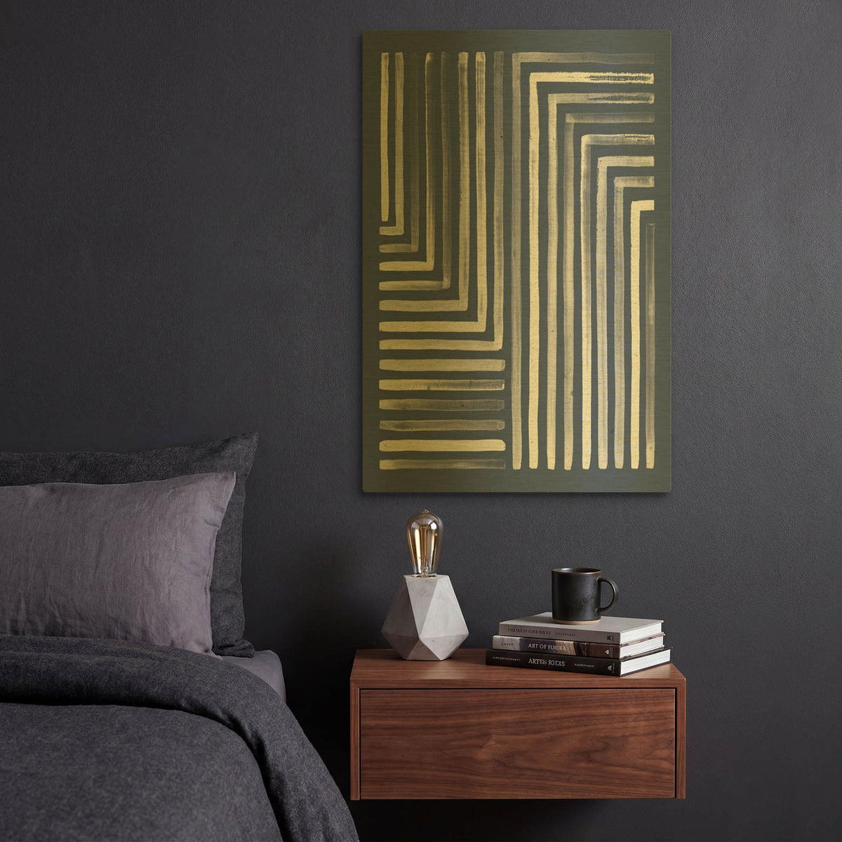 'Blue Sunset 3' By Laura Marshall Gold Metal Wall Art