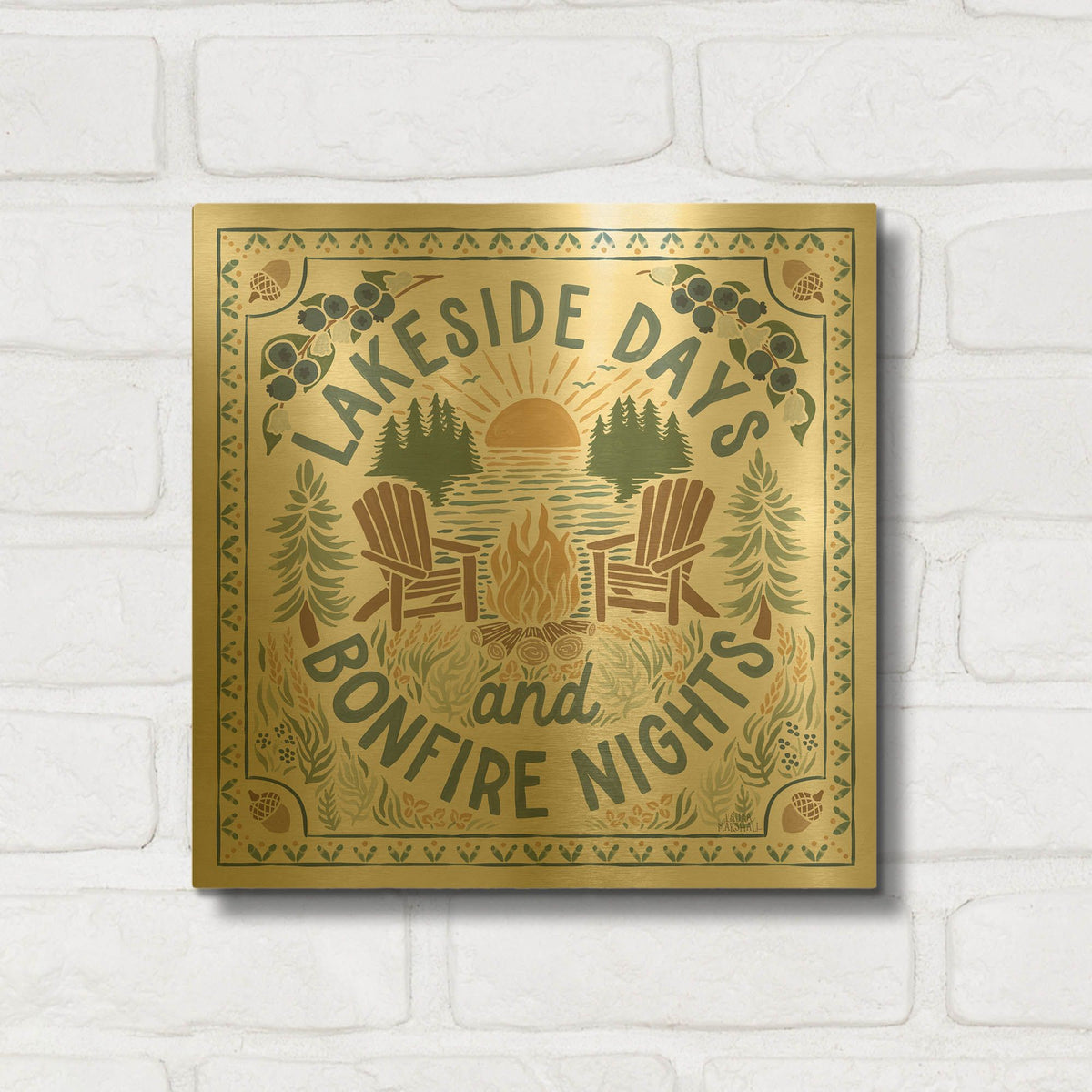 'Lakeside Days 4' By Laura Marshall Gold Metal Wall Art
