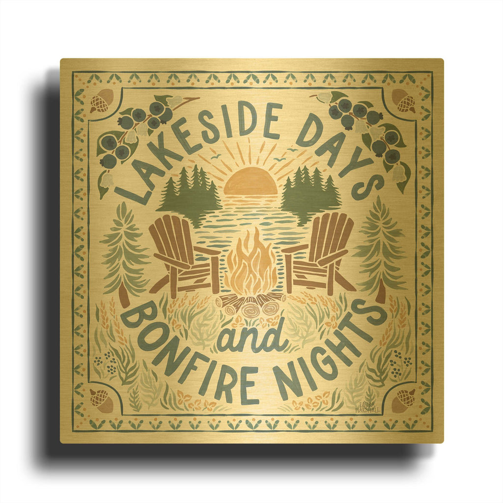 'Lakeside Days 4' By Laura Marshall Gold Metal Wall Art