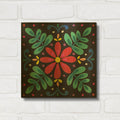 'Floral Fiesta Tile 6' By Laura Marshall Gold Metal Wall Art
