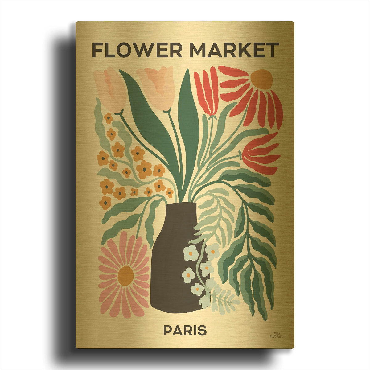 'Flower Market 2' By Laura Marshall Gold Metal Wall Art